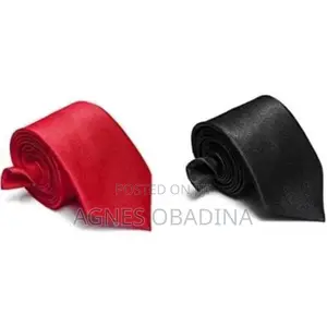 Quality Two-Piece Smart Slim Tie for Men - Black + Red