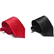 Quality Two-Piece Smart Slim Tie for Men - Black + Red - 1