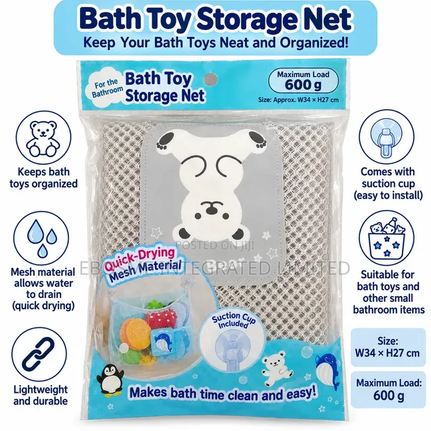 Bath Toy Storage Net with Suction Cup - 34x27cm - 1