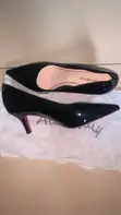 Aaronfaiy Black Patent Pointed-Toe Kitten Heel Pumps - 2