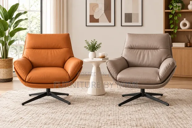 Luxury Nordic Swivel Accent Sofa Chair - Premium Leather - 1