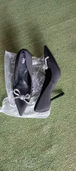 Zara Black Stiletto High Heels with Rhinestone Bow - Size 41 - 2