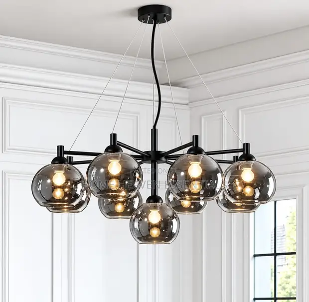 Modern Smoke Grey/Amber Multi-Head Glass Chandelier - 1
