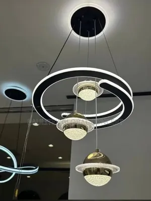 Multi-Drop LED Ring and Planet-Ball Pendant Chandelier