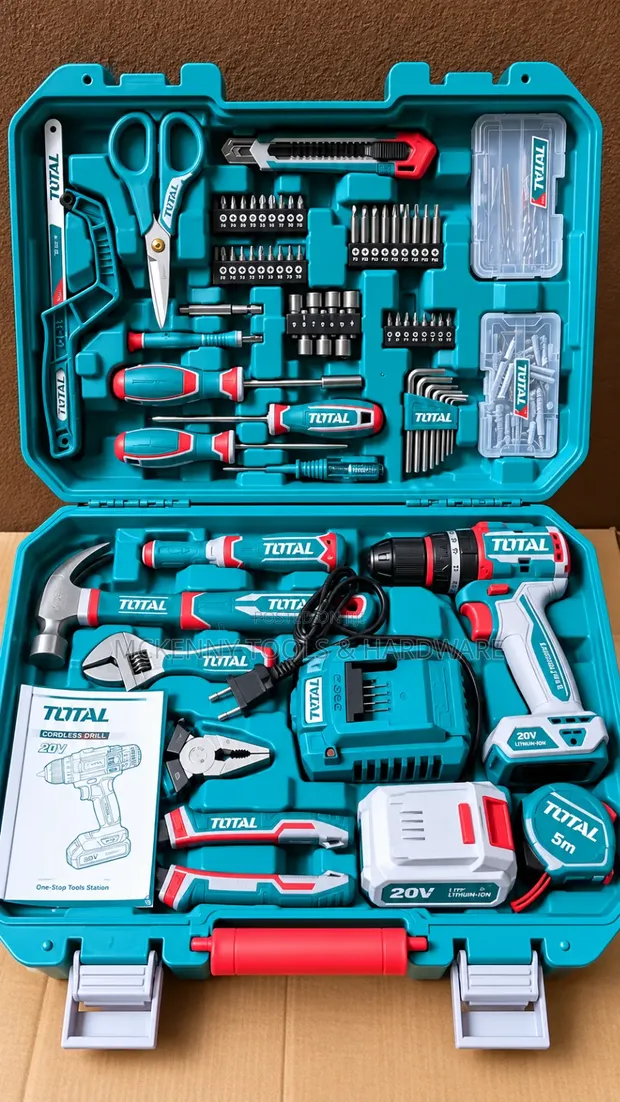 Total 20V Cordless Drill Tool Set - 100+ Piece Kit - 1