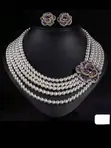 Brazilian Coral & Gold Necklace and Earrings Set - 2