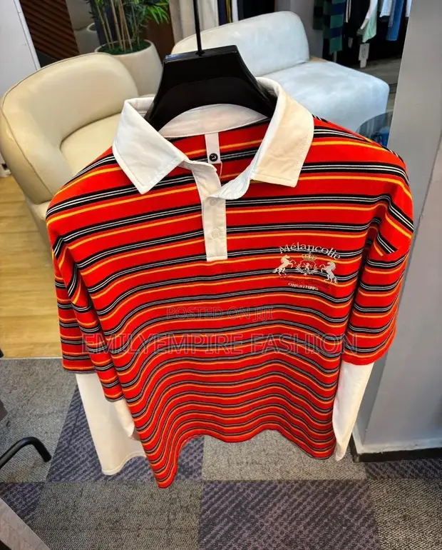 Stripe Double Hand Polo Shirt - Brand New - 1