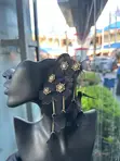 Flower Statement Earrings - Gold-Plated Rhinestone - 4