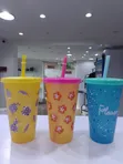Fancy Color-Changing Plastic Straw Cup - 1
