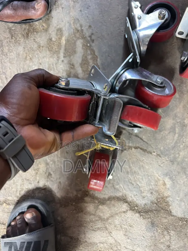 Heavy-Duty Swivel Caster Wheels - Red Polyurethane - 1