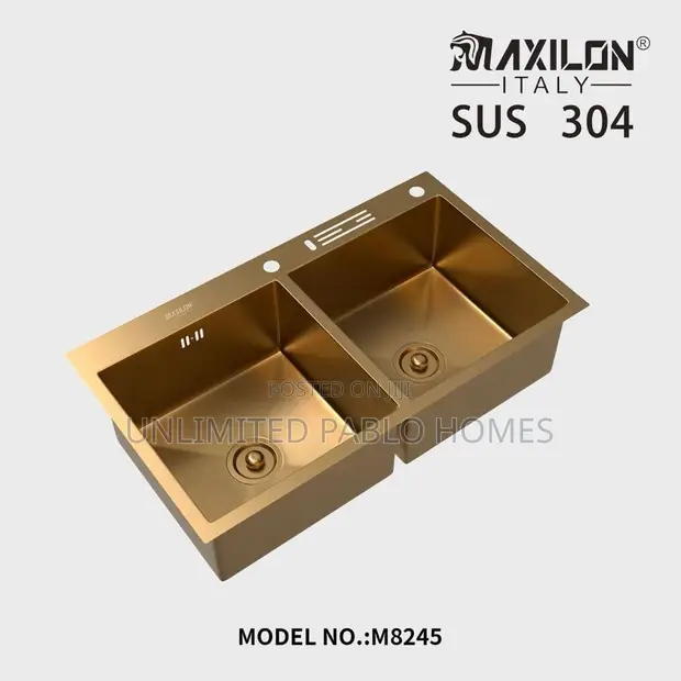 Maxilon Italy Gold Double Bowl Kitchen Sink M8245 - 1