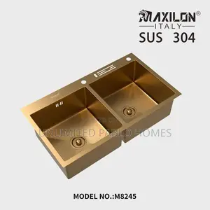 Maxilon Italy Gold Double Bowl Kitchen Sink M8245