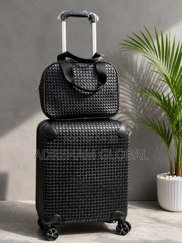 2-in-1 Premium Luxury Woven Luggage Bag - Black - 1