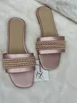 Pink Handmade Leather Slide with Gold Studs - 2