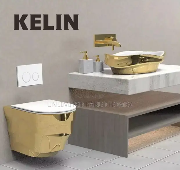 KELIN Luxury Gold Wall Hung WC Set - 1