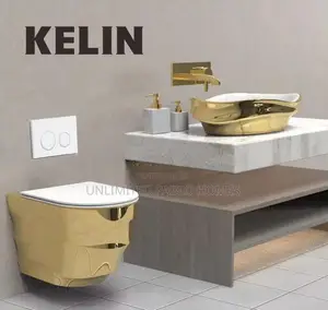KELIN Luxury Gold Wall Hung WC Set