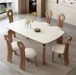 Luxury Ceramic Top Dining Table Set with Leather Chairs - 3