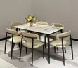 Ceramic Top Dining Table Set with Leather Chairs - 1
