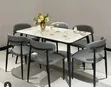 Ceramic Top Dining Table Set with Leather Chairs - 2