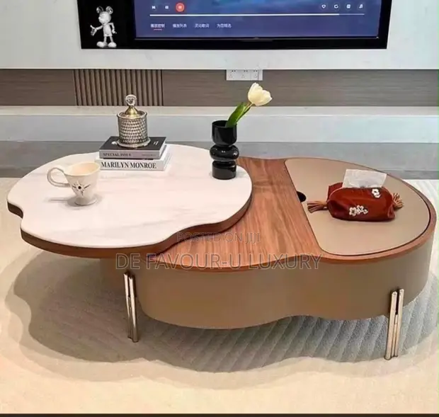 Oval Modern Center Table with Rotating Top - 1