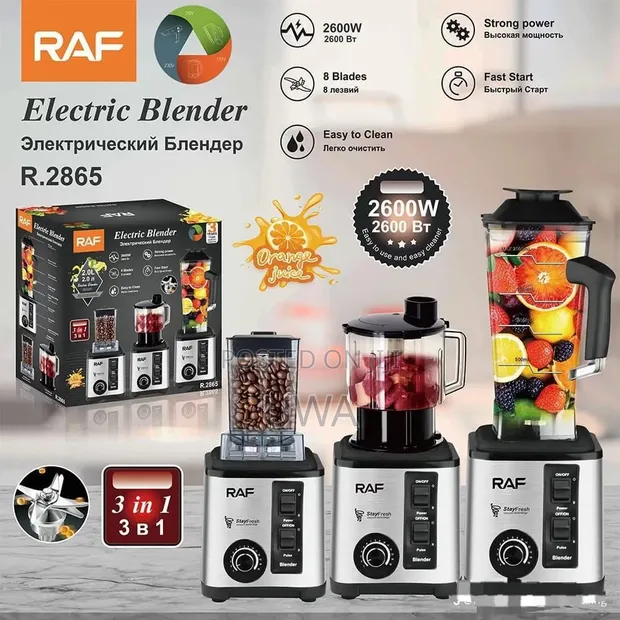 RAF R.2865 3-in-1 Blender, Chopper & Grinder (2600W, 2.0L) - 1