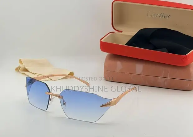 Luxury Rimless Sunglasses with Animal Motif - 1