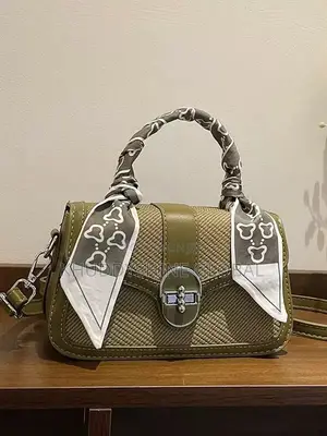 Dual-Textured Crossbody Bag with Scarf Accent
