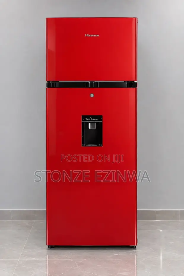 Hisense Red Double-Door Refrigerator with Water Dispenser - 1