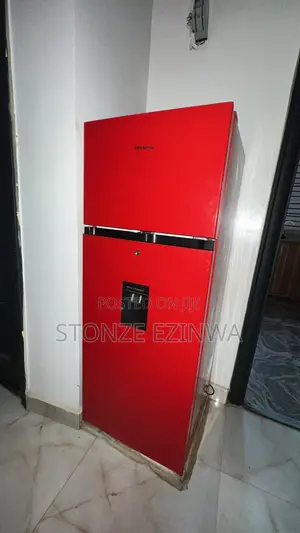 Hisense Red Double-Door Refrigerator with Water Dispenser