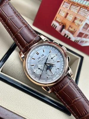 Patek Philippe Leather Chronograph Wrist Watch with Date