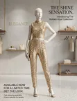 Sequence Material Sleeveless Crop Top da Trouser Set - 1