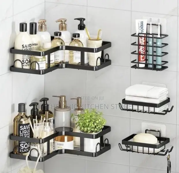 5-In-1 Adhesive Corner Shower Caddy Organizer - 1