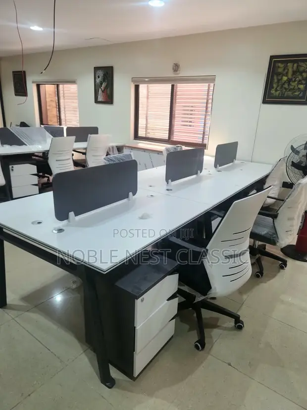 6-Seater Workstation Desk with Chairs - 1