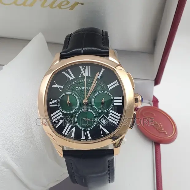 Cartier Quality Luxury Men's Genuine Leather Automatic Wristwatch - 1