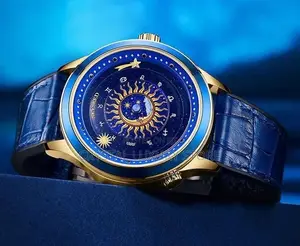 Sky-Seed Luxury Men's Genuine Leather Automatic Wristwatch