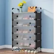 6-Tier Dustproof Shoe Rack - Black - 1