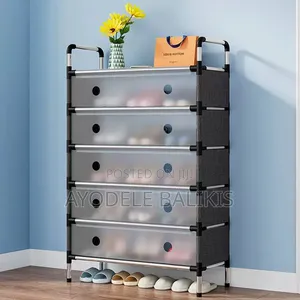 6-Tier Dustproof Shoe Rack - Black