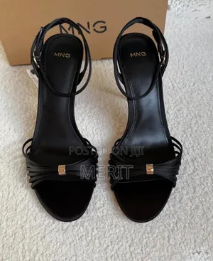 Mango Black Open-Toe Strappy Heeled Sandals