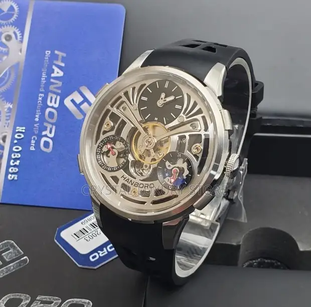 Hanboro Luxury Automatic Leather Wristwatch - 1