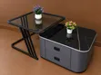 2-in-1 Center Table - Glossy Multicolored Glass Top - 1
