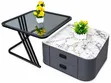 2-in-1 Center Table - Glossy Multicolored Glass Top - 2