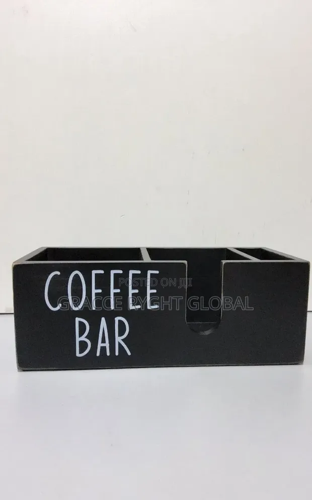 Wooden Coffee Organizer with 3 Compartments - 1