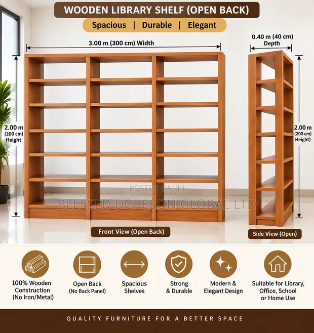 Brand New 3-in-1 Wooden Library Shelves - 1