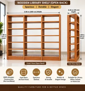 Brand New 3-in-1 Wooden Library Shelves