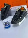 Versace Men's Black Patent Leather Lace-Up Sneakers - 1