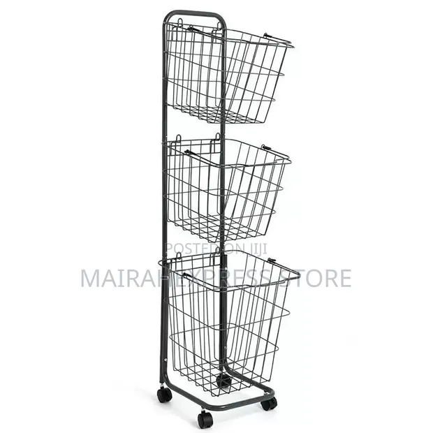 3-Layer Detachable Laundry Basket with Wheels - 1
