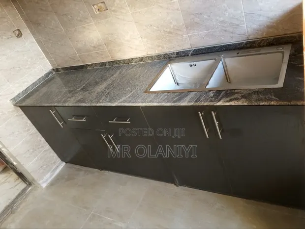 Brand New Dark Grey HDF Kitchen Cabinet with Marble Top - 1