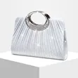 Pleated Silver Clutch Party Purse - 2