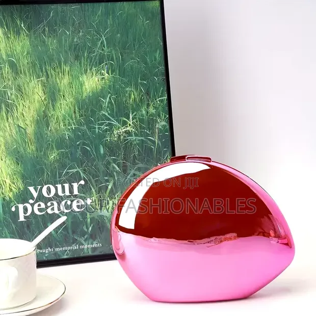 Pretty Pink Acrylic Oval Clutch Purse - 1
