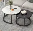 2-Piece Round Nesting Center Table Set - Marble Top - 1